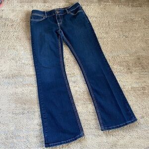 Wrangler Bootcut Dark Wash Jeans Embroidered Rear Pockets Western Cowboy: 9/10